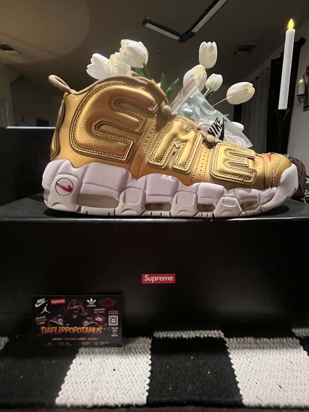 Supreme x Nike Air More Uptempo 'Metallic Gold' Sneakers